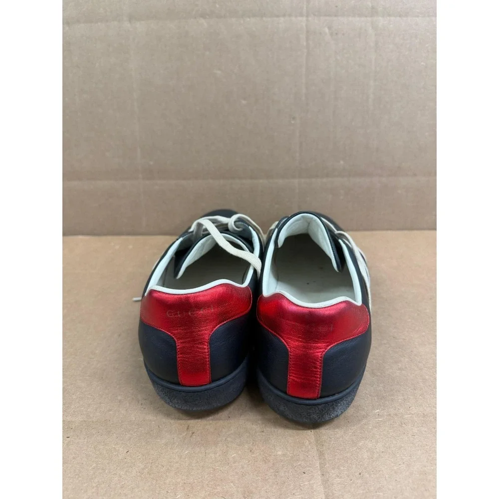 Gucci Ace Stripe Black Leather Low Top Sneakers 523469 0FIV0 1076 Size 13 US